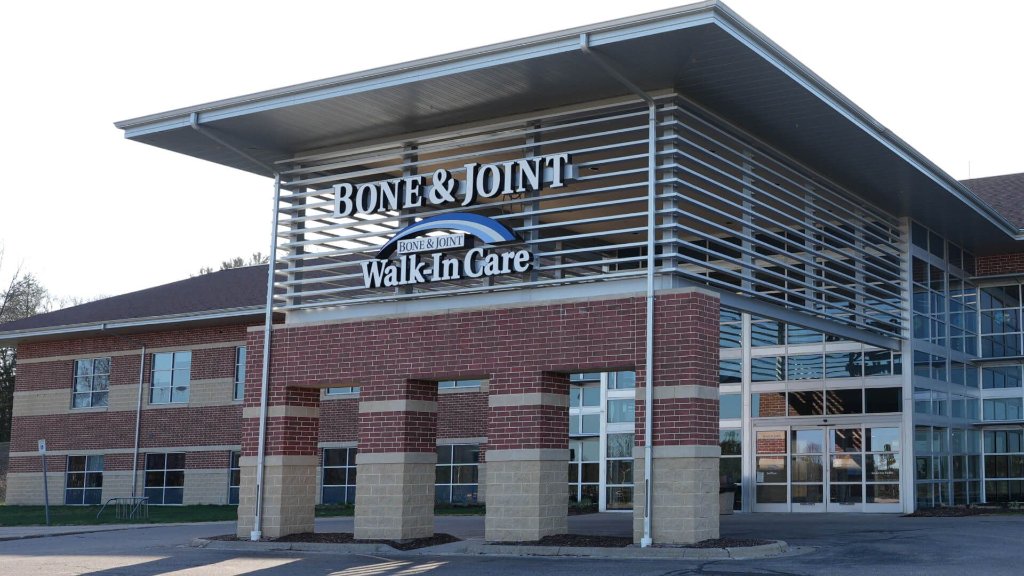 Entrance of the Bone & Joint Walk-In Care building, one of the practice’s seven locations on the new network